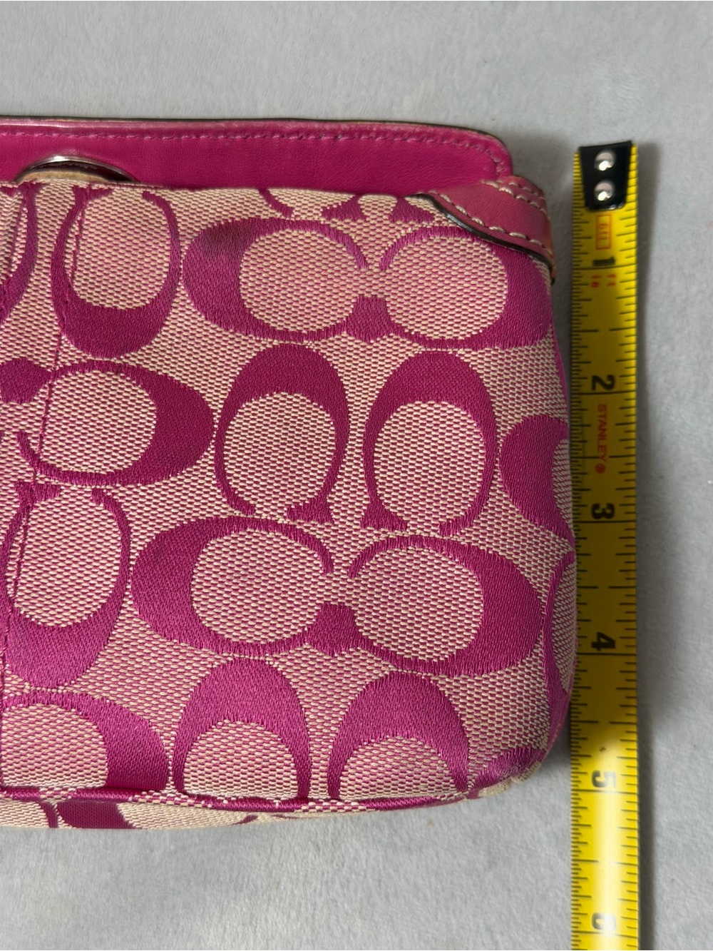 Coach Turlock Hot Pink Jaquard Leather Canvas Wrislet Mini Bag Y2K - Picture 13 of 14